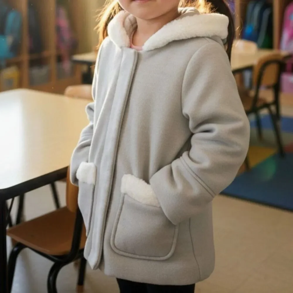 Simple Joys Carter’s Girls 4T Gray Faux Fur Hood Coat